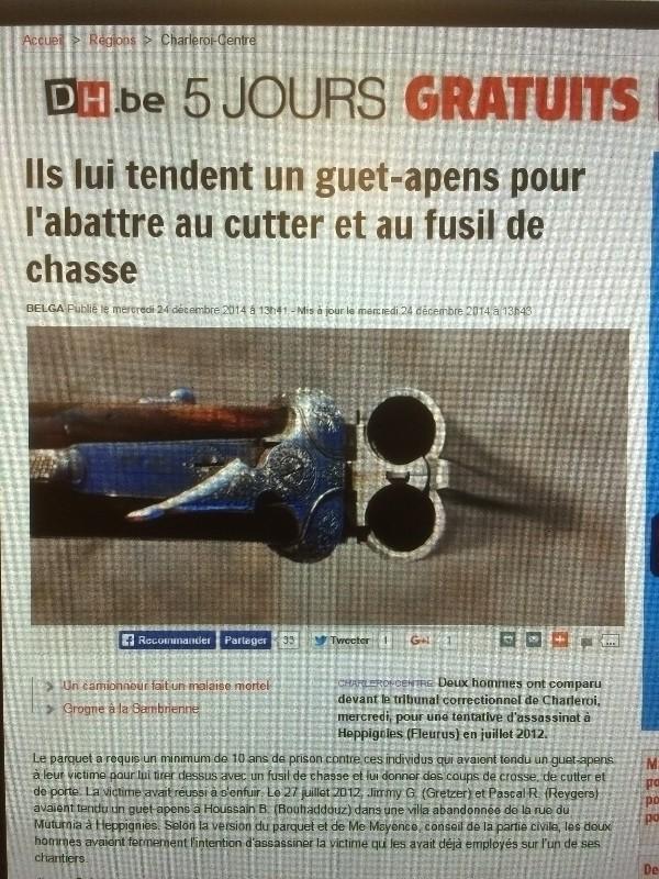 Charleroi : un guet-apens pour tenter de l'abattre au fusil de chasse